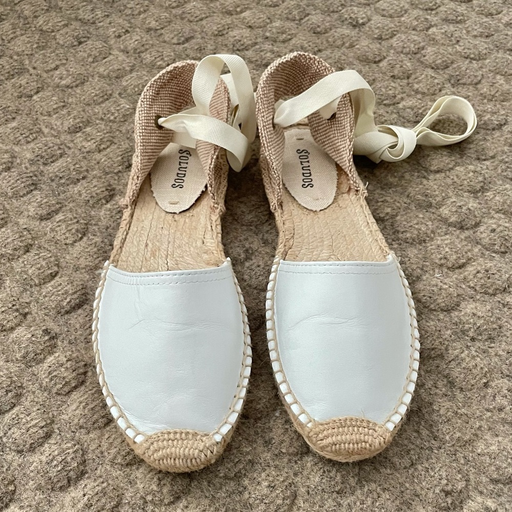Soludos Lauren Espadrilles in white leather